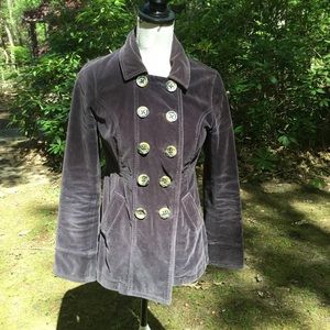 Boden grey velvet double breasted coat size 4